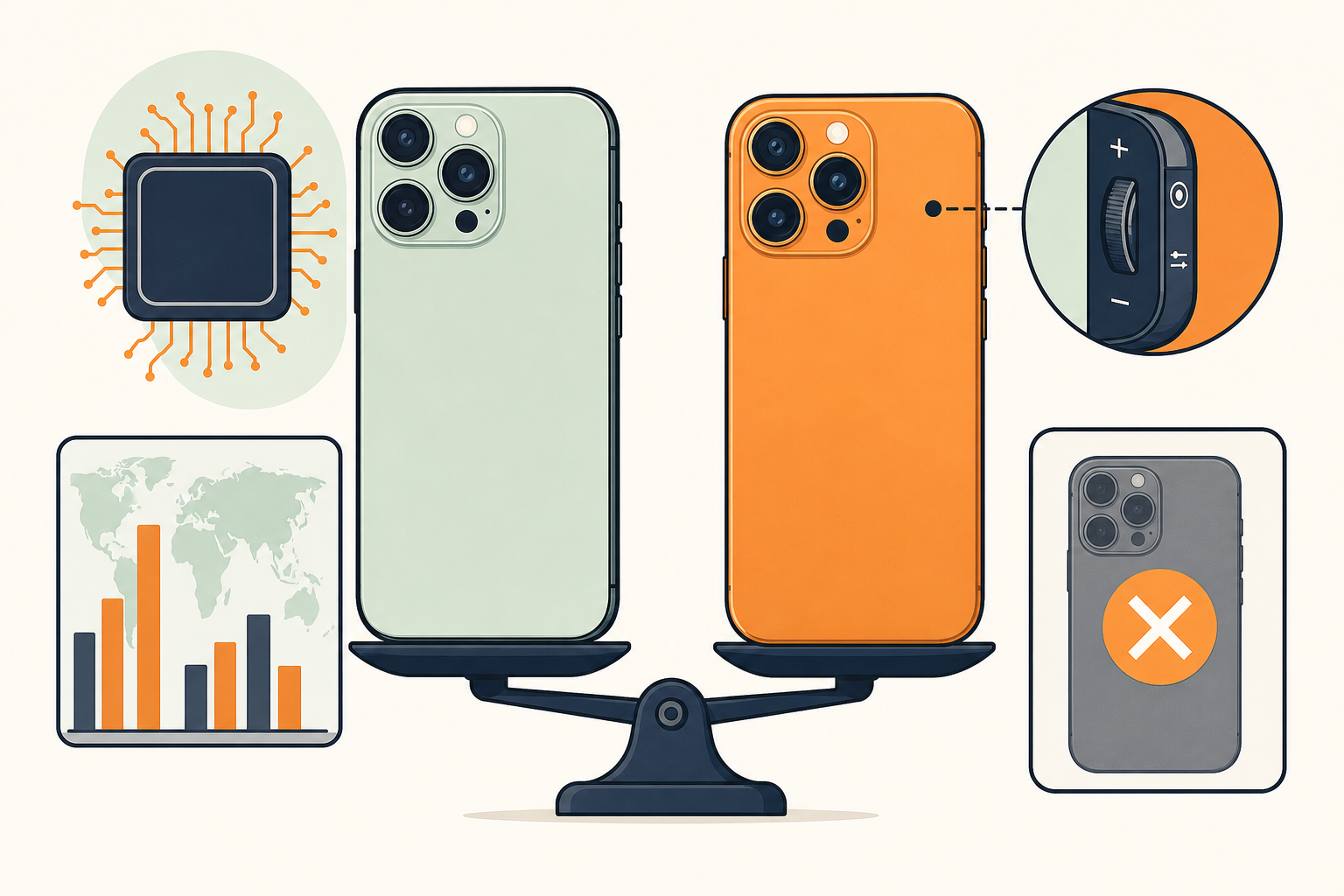 Illustration for GSMArena compares iPhone 18 Pro and iPhone 17 Pro